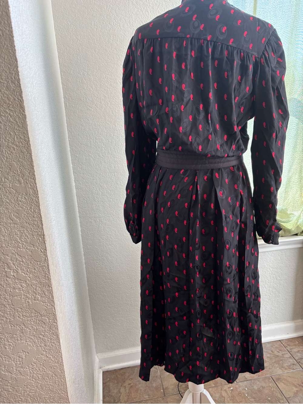 Vintage 70s Helga Whimsigoth Midi Dress Black Red Boho Grunge Cottagecore 12 - Picture 2 of 8